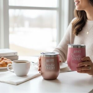 👩‍🦳👸 NEW BEST AUNTIE EVER ! Metal cup set of two